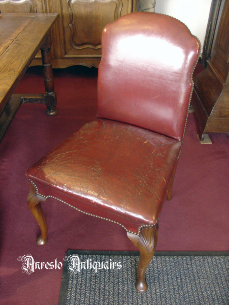Ref. 18 – Antieke leren Chippendale stoelen foto 1