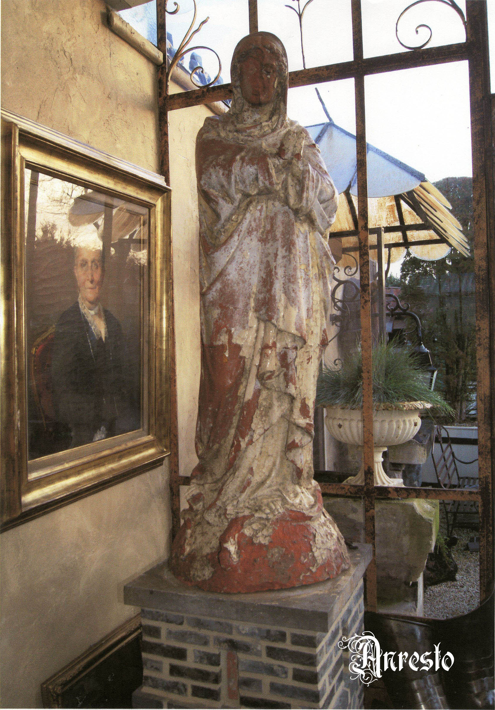 Winst Wiskundig heks Ref. 11 - Antiek terracotta beeld, voorstelling Moeder Maria - Anresto Decor
