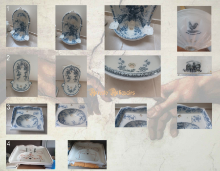 Ref. 96 – Antieke porseleinen spoelbakken, antieke porseleinen wasbakken