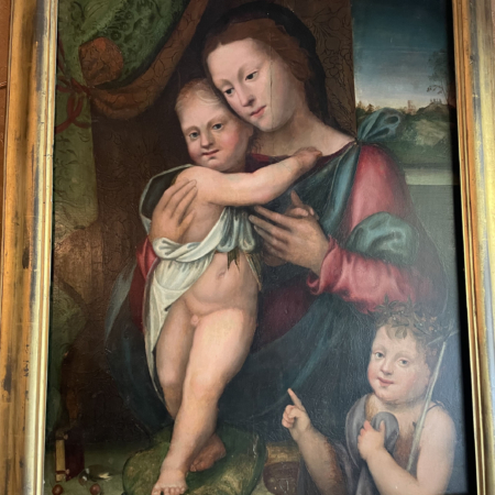 Ref. 51 – Antiek Italiaans schilderij Maria met Kind Jezus en Johannes de Doper foto 1