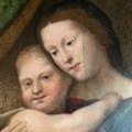 Ref. 51 – Antiek Italiaans schilderij Maria met Kind Jezus en Johannes de Doper foto 3