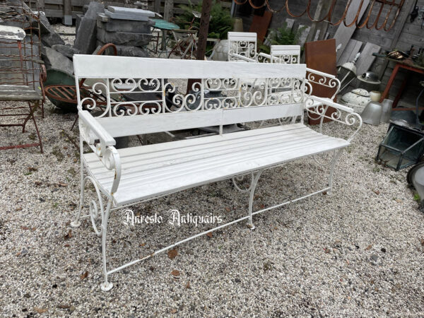Ref. 05 – Oude Franse smeedijzeren kasteel tuinbank