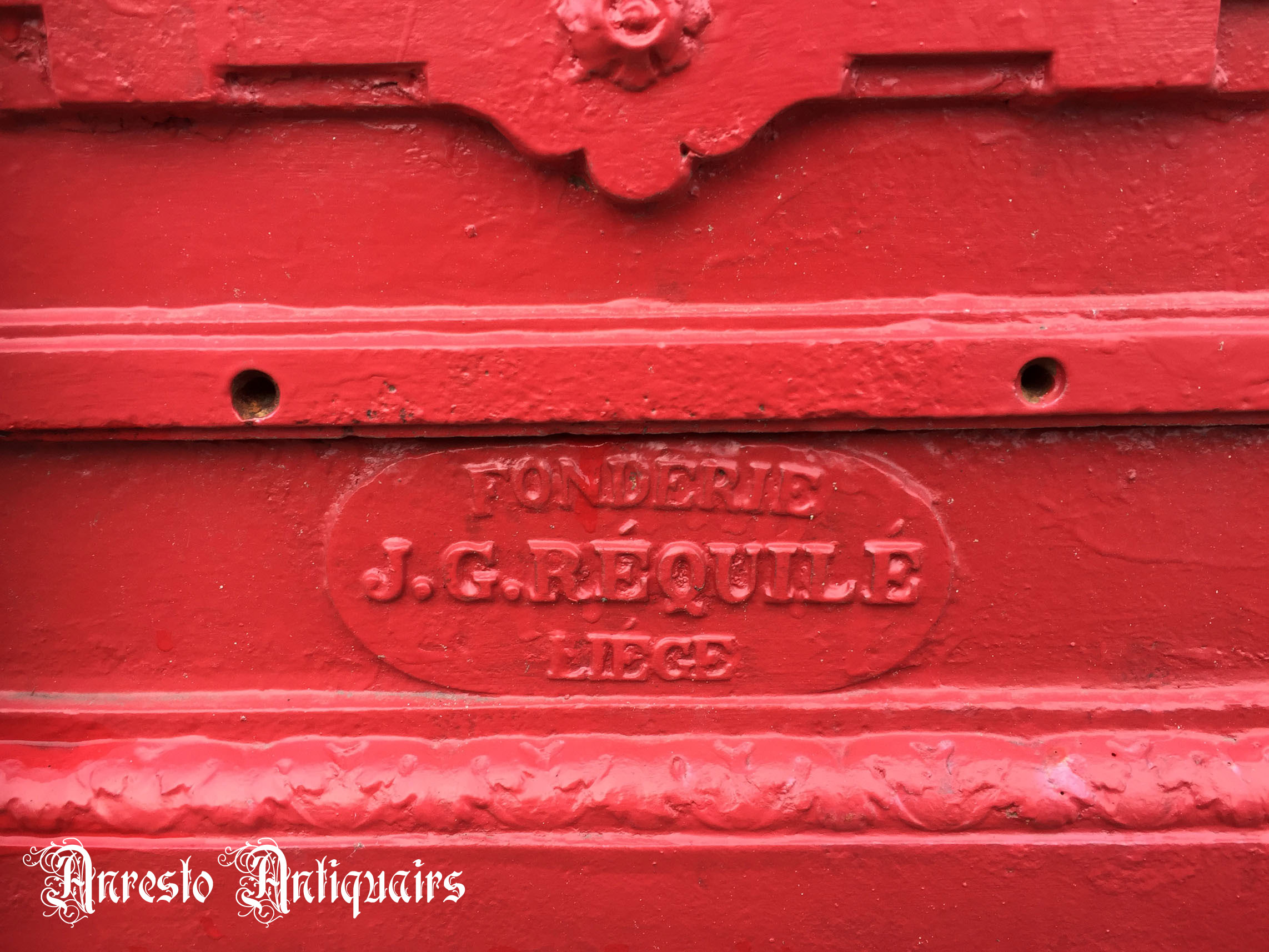 Ref. 34 – Antieke gietijzeren brievenbus, oude gietijzeren postbus - Afbeelding 2