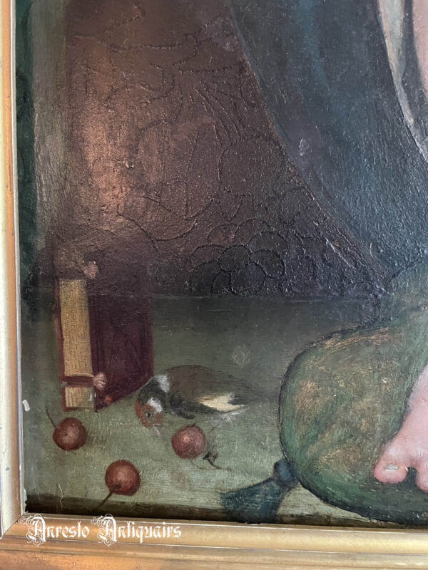 Ref. 51 – Antiek Italiaans schilderij Maria met Kind Jezus en Johannes de Doper - Afbeelding 4