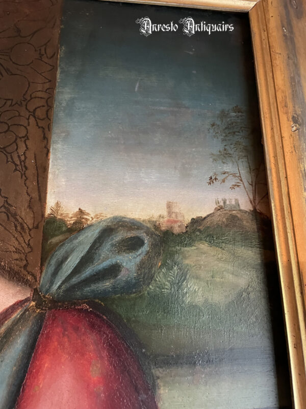 Ref. 51 – Antiek Italiaans schilderij Maria met Kind Jezus en Johannes de Doper - Afbeelding 5