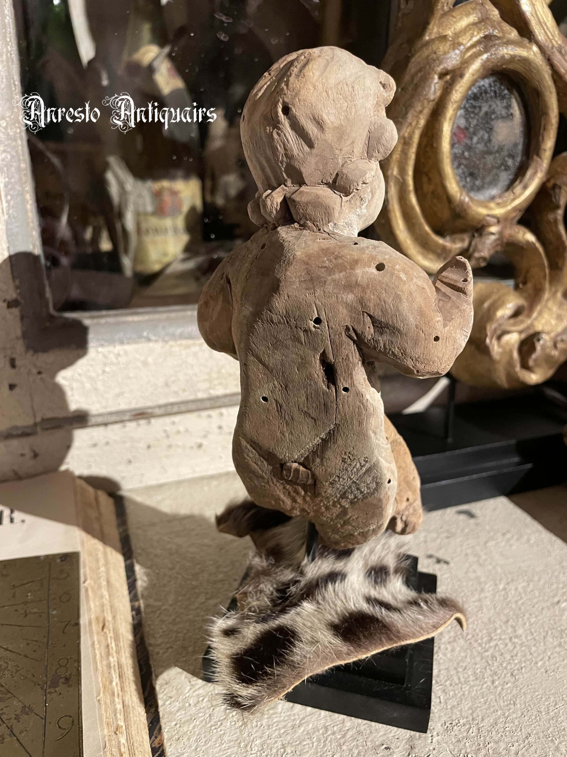 Ref. 55 – Antiek houten kindje Jezus beeld - Afbeelding 4