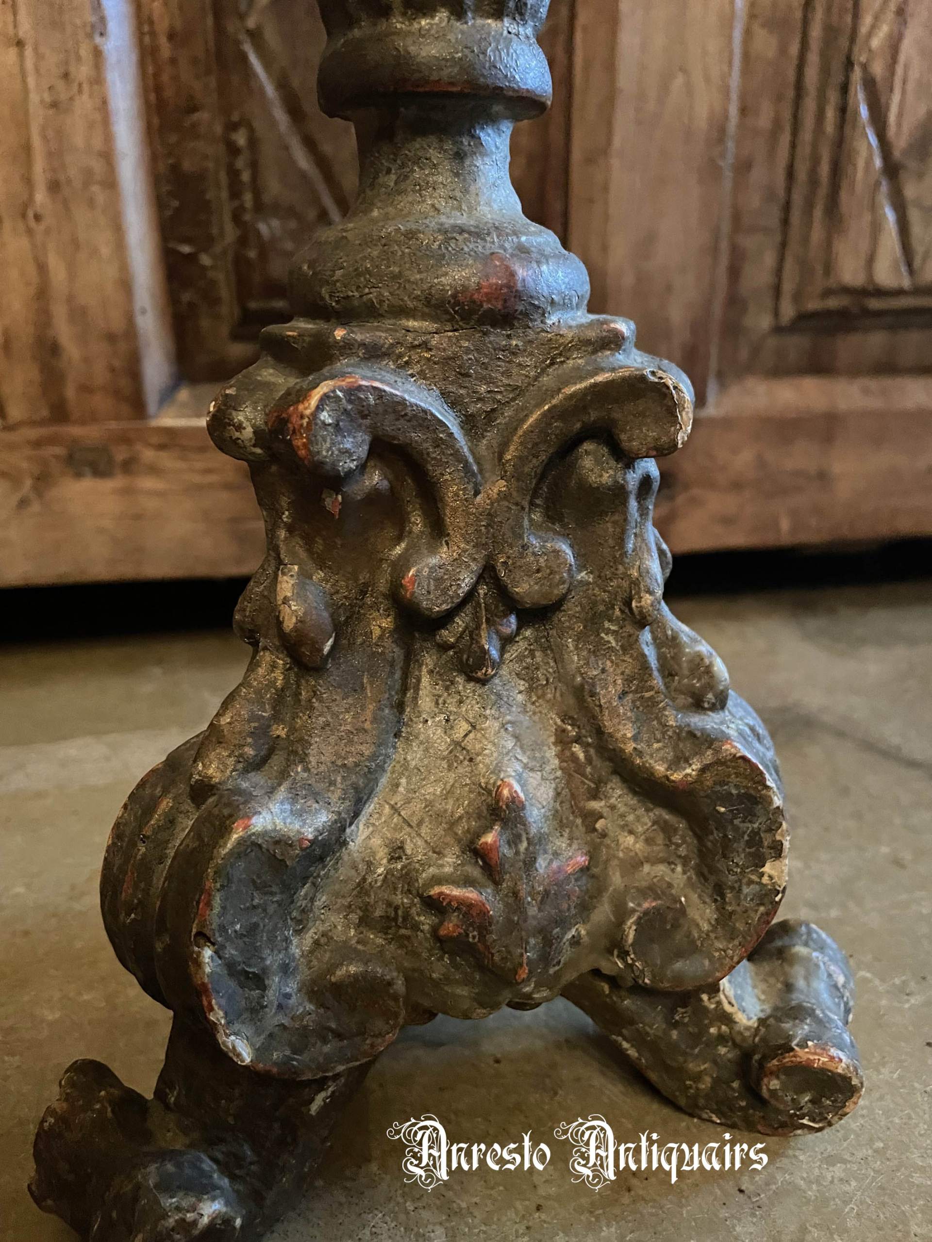 Ref. 93 – 2 antieke Franse barok kandelaars - Afbeelding 3