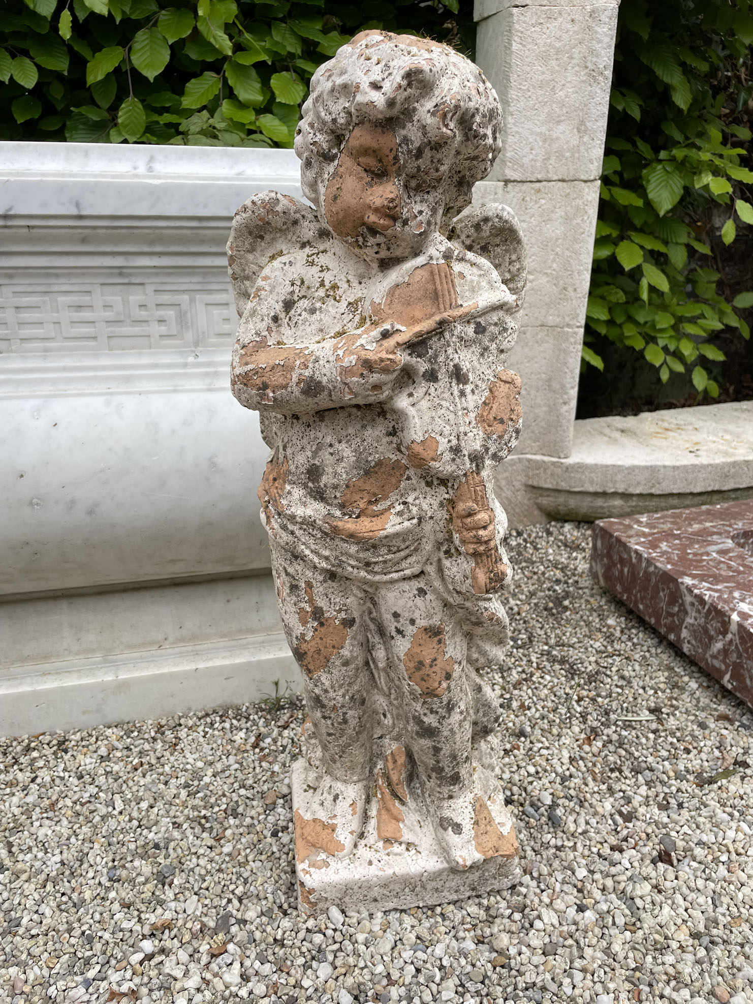 Ref. 27 – Antiek Terracotta tuinbeeld Engel foto 5
